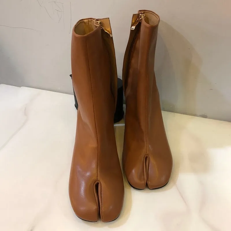 Black Split Toe Ankle Boots