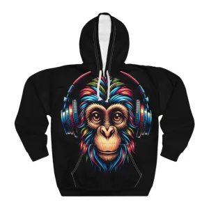 Bold Monkey Wearing Headphones Aop Unisex Pullover