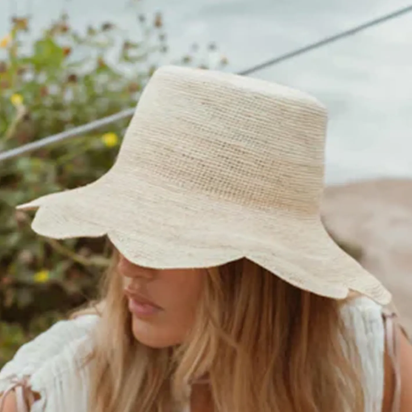 freya scallop crochet bucket hat