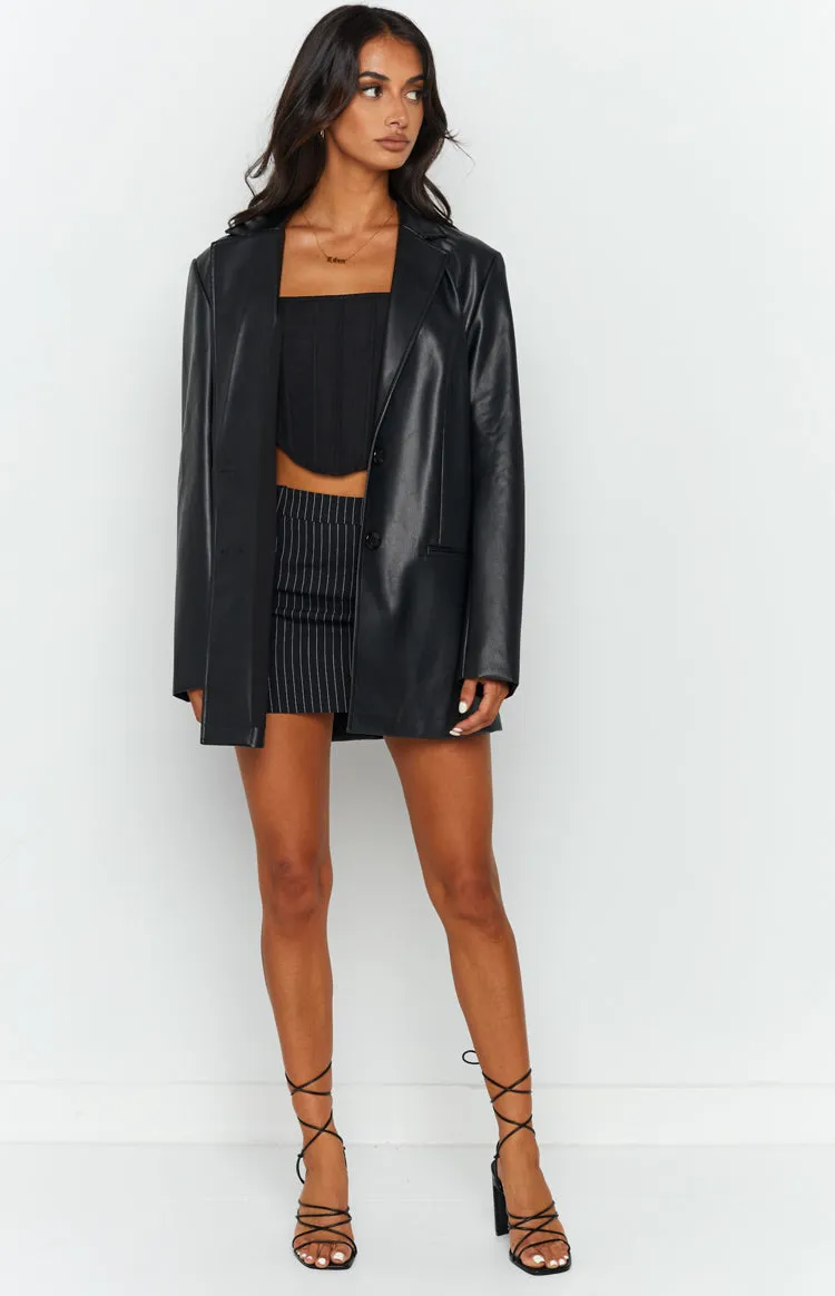 Galantis Black PU Blazer