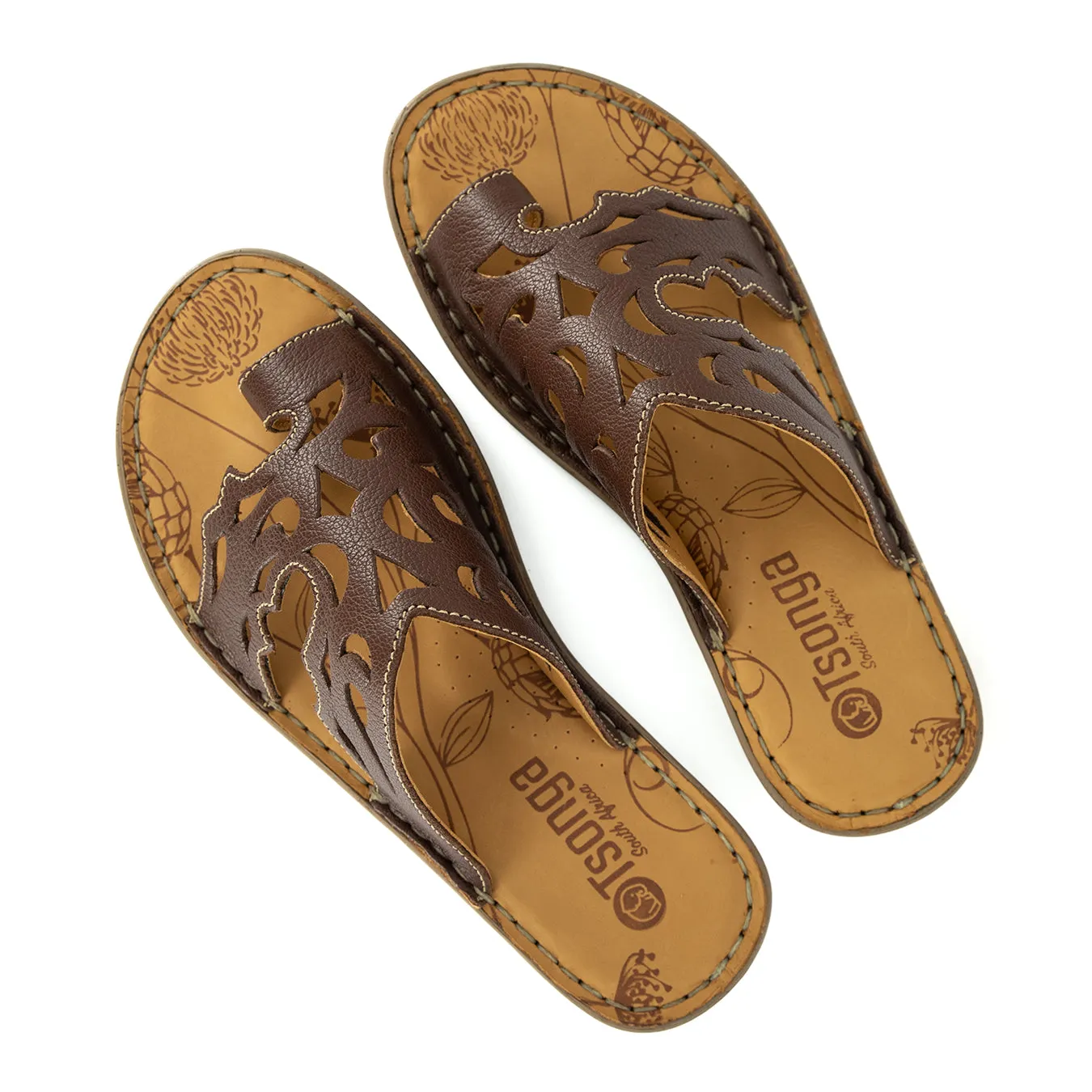Isivinia : Ladies Leather Sandal in Cafe Cayak