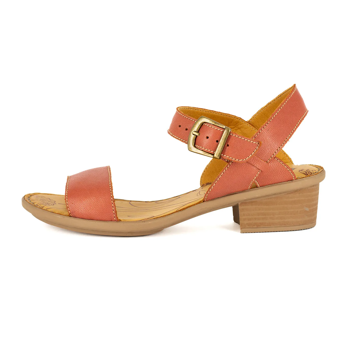 Kangcono : Ladies Leather Sandal in Burnt Orange Pietra