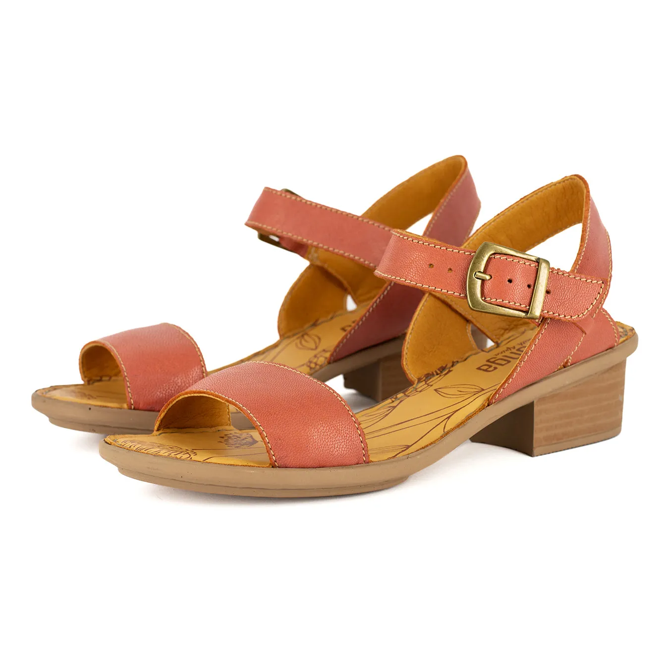Kangcono : Ladies Leather Sandal in Burnt Orange Pietra