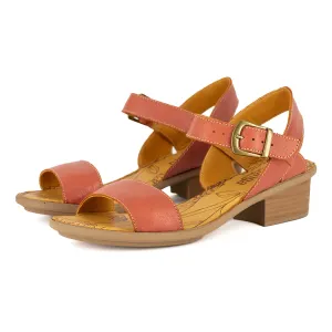 Kangcono : Ladies Leather Sandal in Burnt Orange Pietra