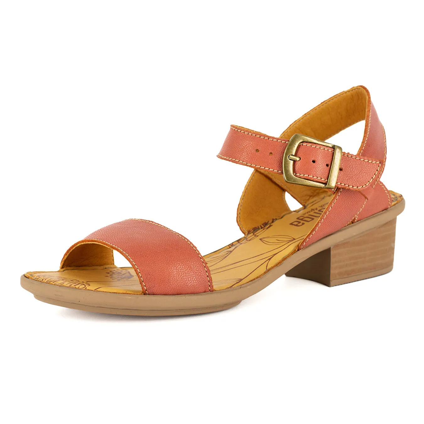 Kangcono : Ladies Leather Sandal in Burnt Orange Pietra