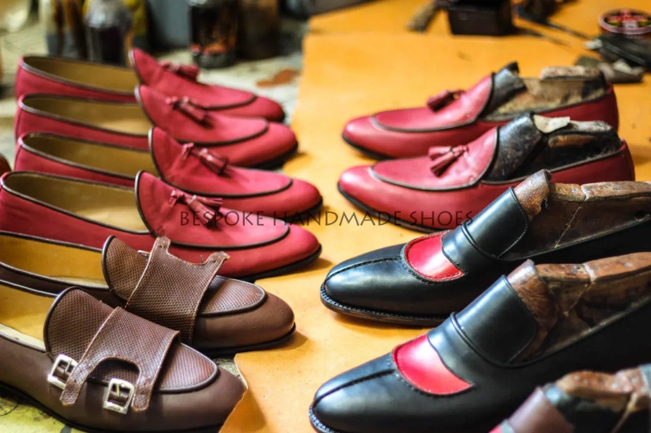 New Men's Handmade Black Leather Animal Print Oxford Toe Cap Patent Dress Shoes For Men's