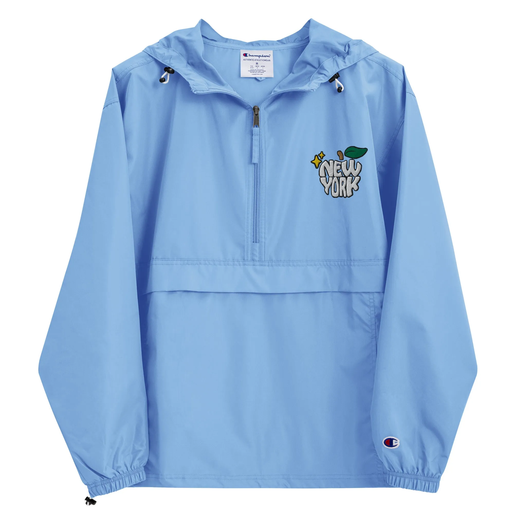 New York Apple Logo Embroidered Champion Packable Windbreaker Jacket