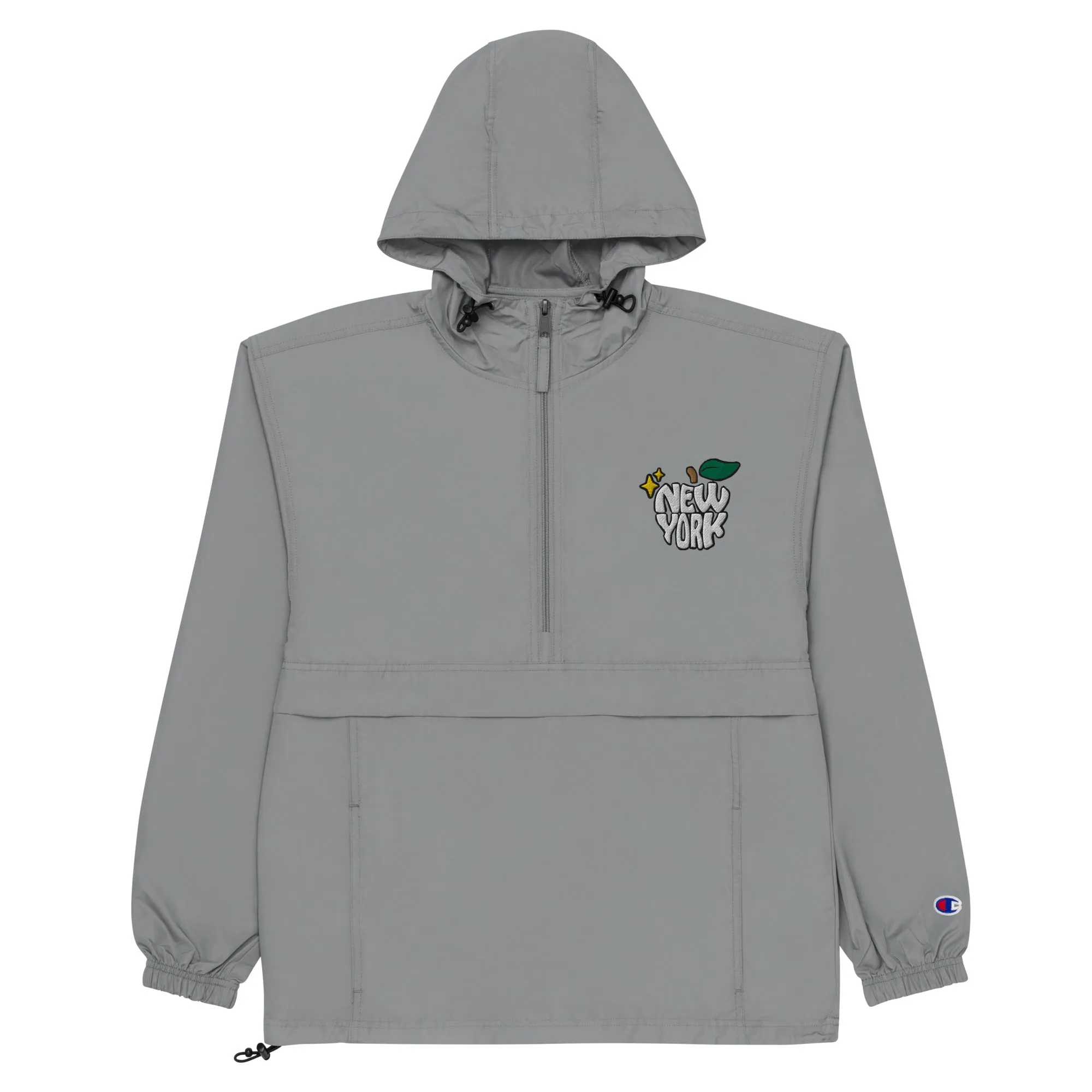 New York Apple Logo Embroidered Champion Packable Windbreaker Jacket