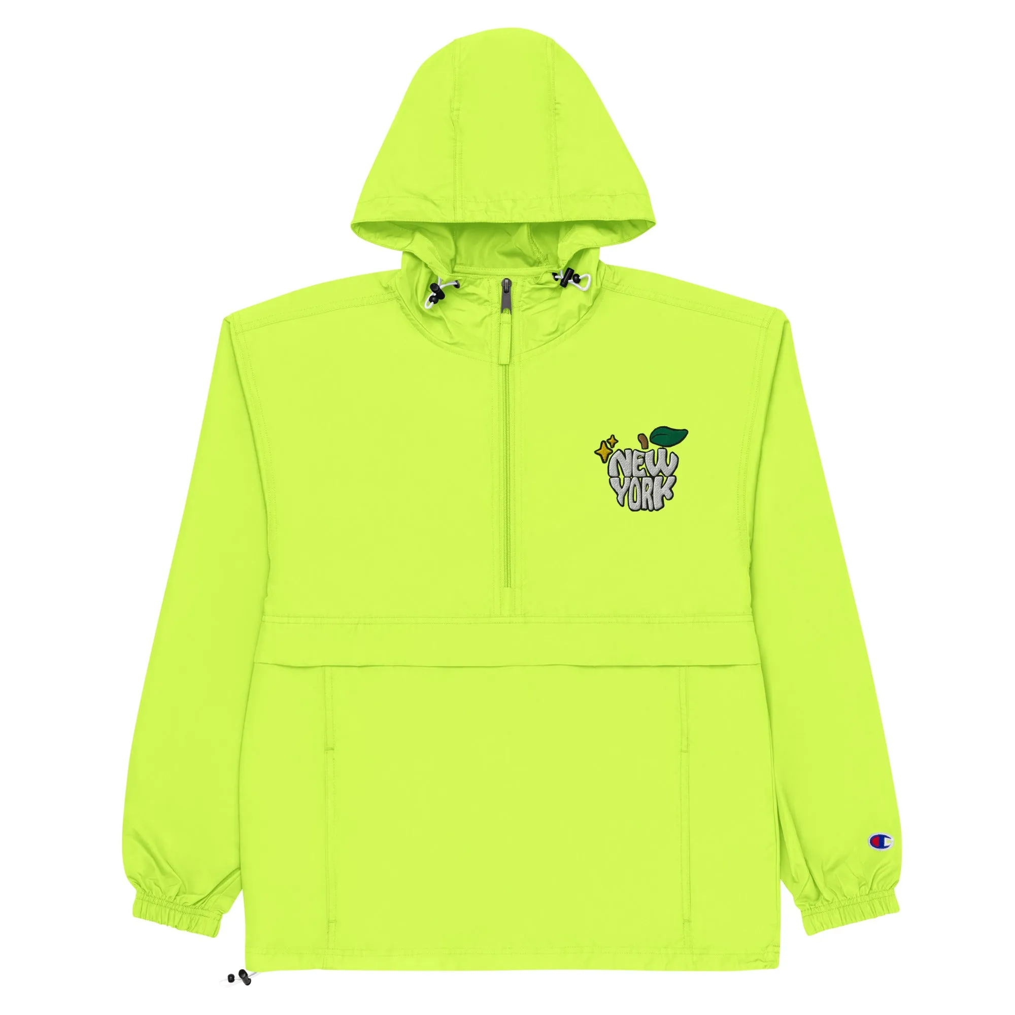 New York Apple Logo Embroidered Champion Packable Windbreaker Jacket