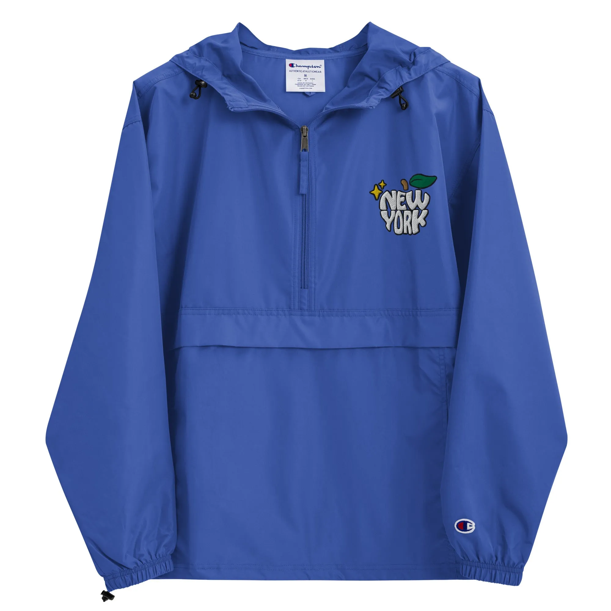 New York Apple Logo Embroidered Champion Packable Windbreaker Jacket