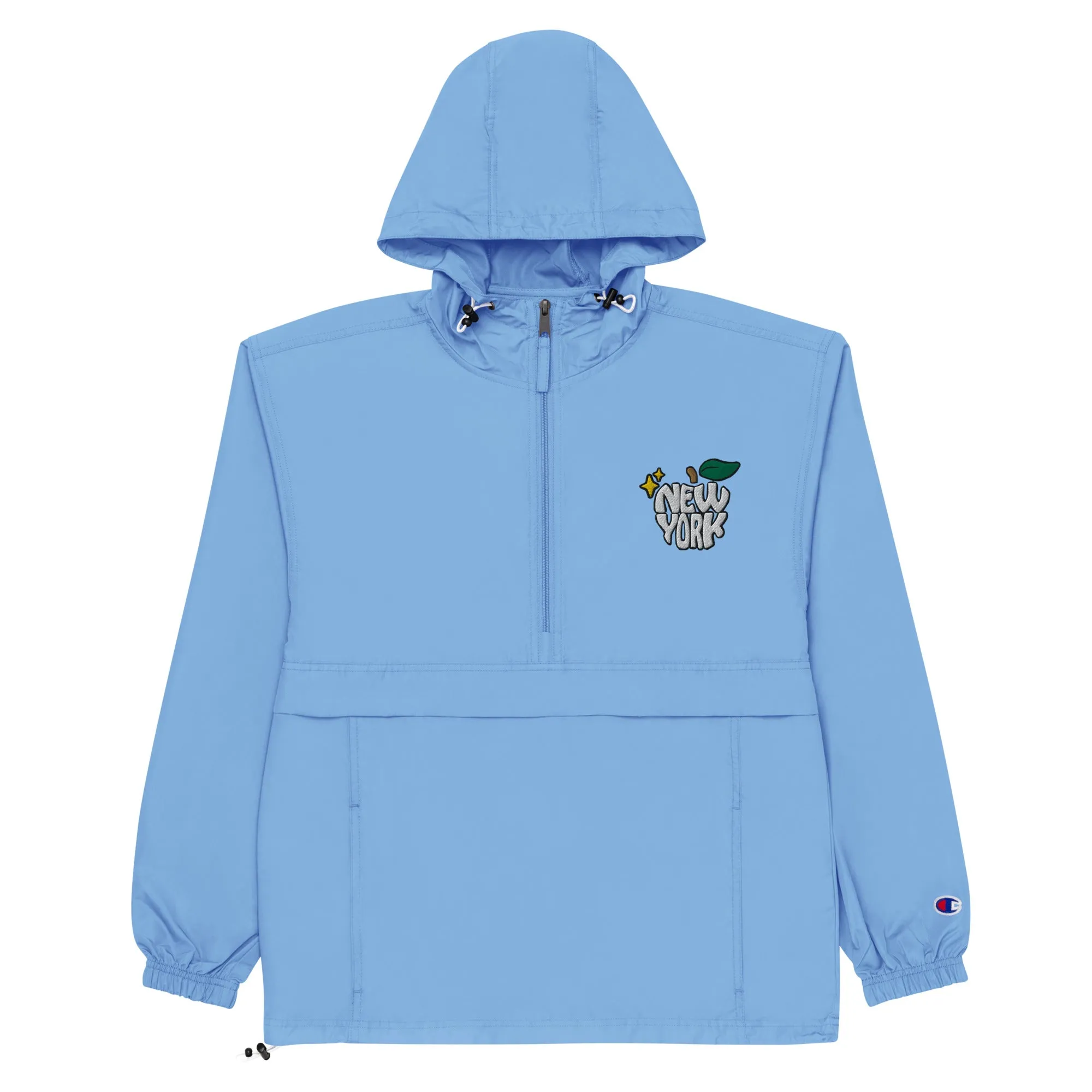 New York Apple Logo Embroidered Champion Packable Windbreaker Jacket