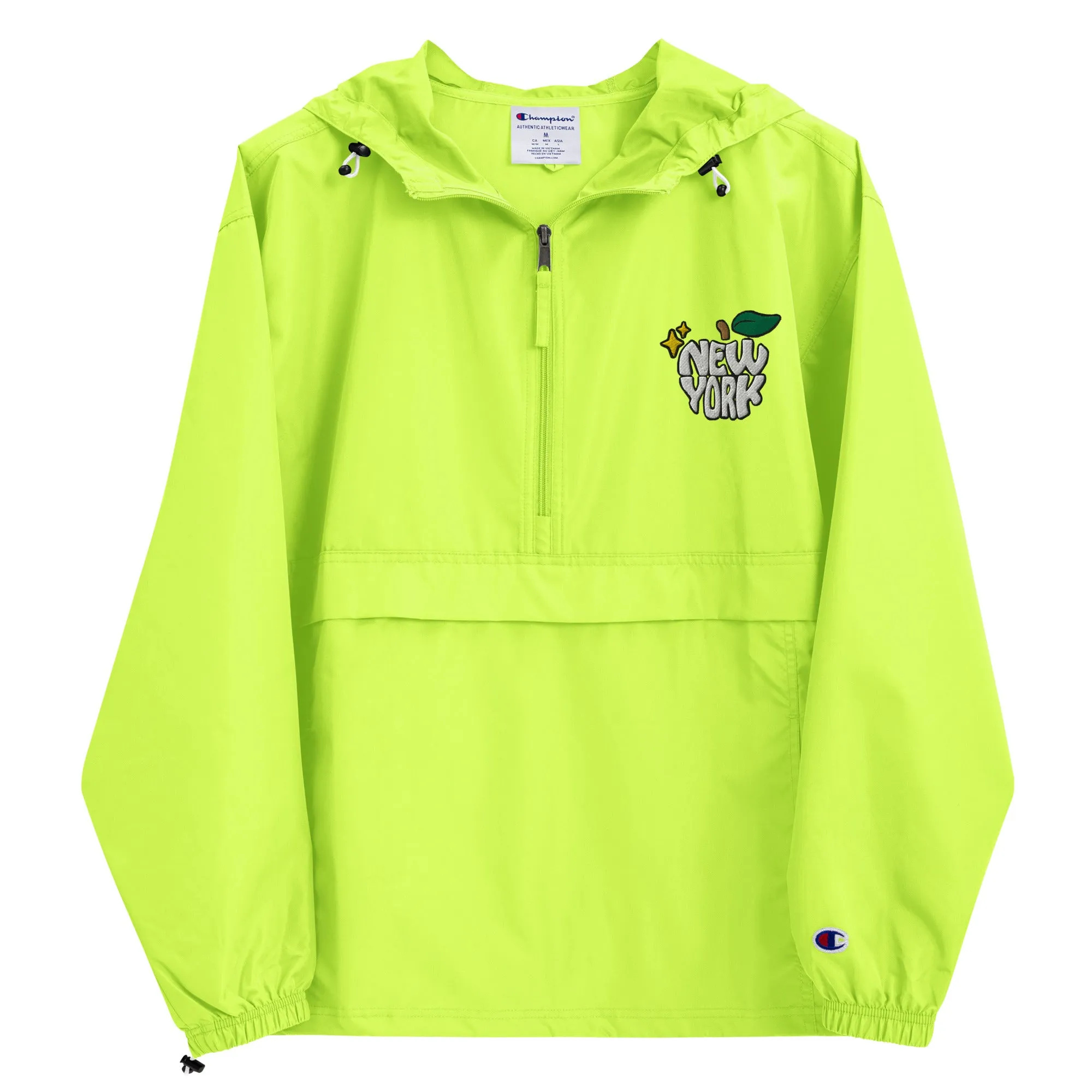 New York Apple Logo Embroidered Champion Packable Windbreaker Jacket