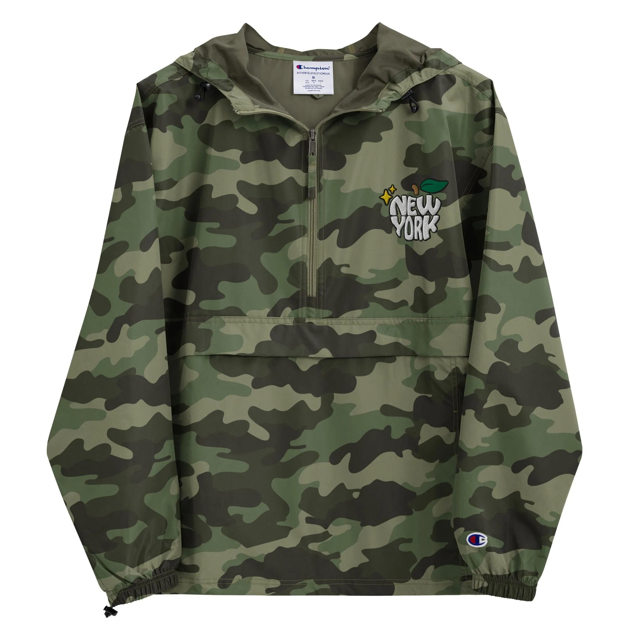 New York Apple Logo Embroidered Champion Packable Windbreaker Jacket