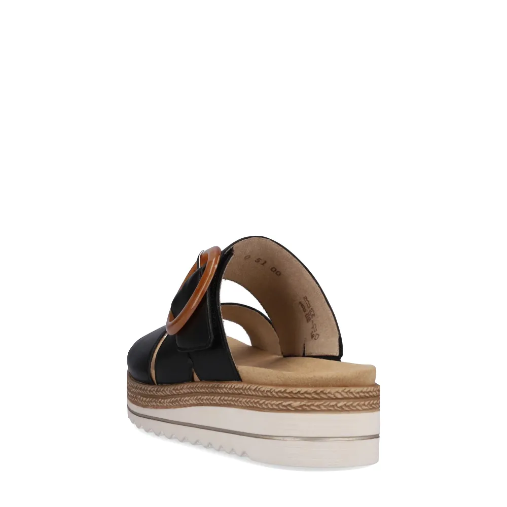 Remonte Women's Jocelyn 51 Platform Slide Sandal in Black